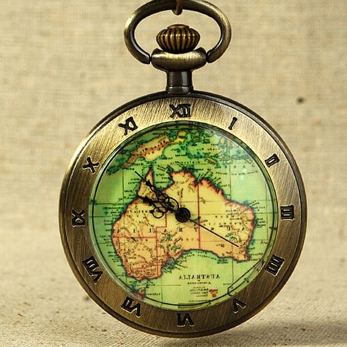 WA0052 World map pocket watch